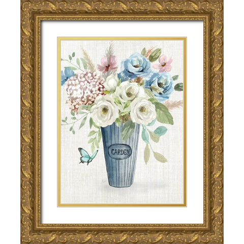 Garden Bouquet Gold Ornate Wood Framed Art Print with Double Matting by Nan