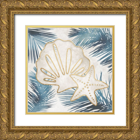 Shells and Palms I Gold Ornate Wood Framed Art Print with Double Matting by Carpentieri, Natalie