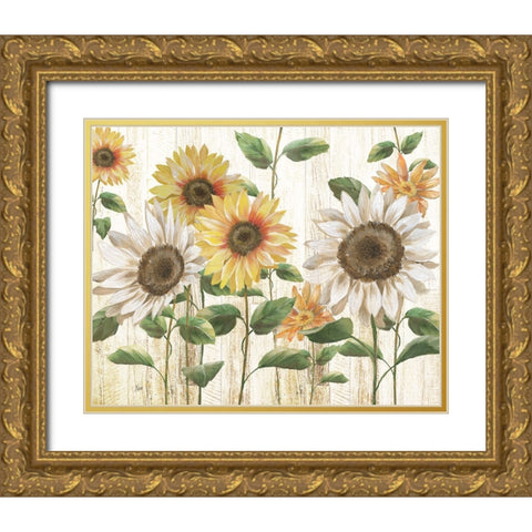 Sunflower Surprise Gold Ornate Wood Framed Art Print with Double Matting by Nan