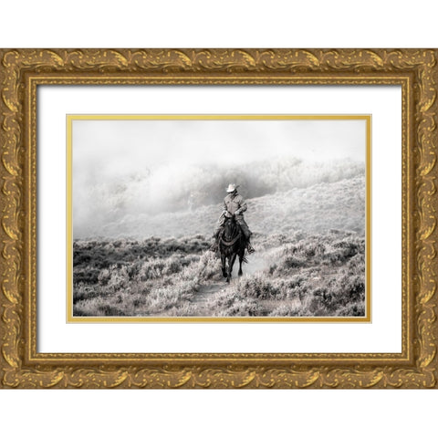 Cowboy Gold Ornate Wood Framed Art Print with Double Matting by Delimont, Danita