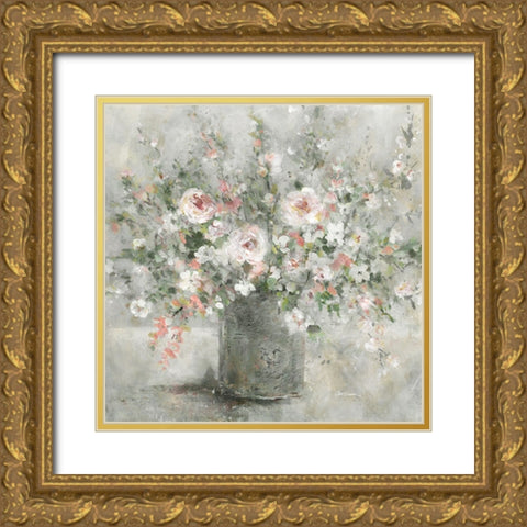 Felicitous Floral Gold Ornate Wood Framed Art Print with Double Matting by Robinson, Carol