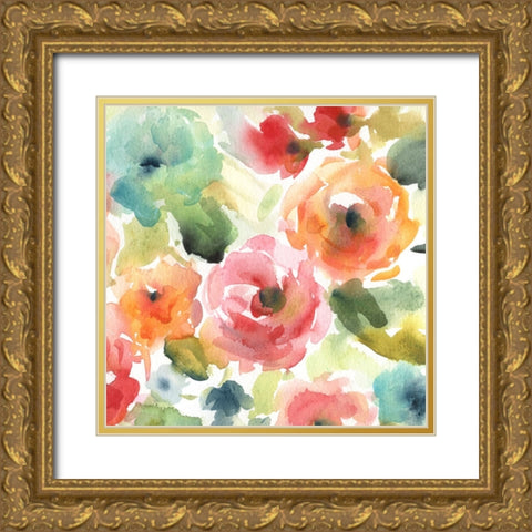 Garden Soiree II Gold Ornate Wood Framed Art Print with Double Matting by Robinson, Carol