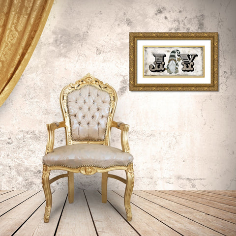 Winter Wonderland Friends Joy Gold Ornate Wood Framed Art Print with Double Matting by Finn, Livi