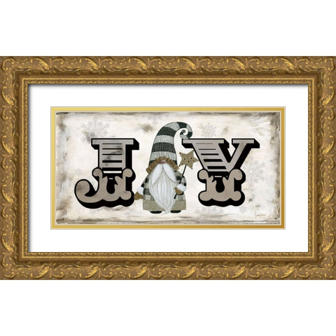 Winter Wonderland Friends Joy Gold Ornate Wood Framed Art Print with Double Matting by Finn, Livi