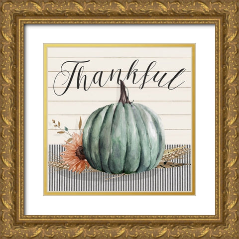 Harvest Thankful Gold Ornate Wood Framed Art Print with Double Matting by Finn, Livi