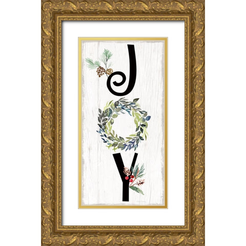 Joy Gold Ornate Wood Framed Art Print with Double Matting by Brockmon, Kristen