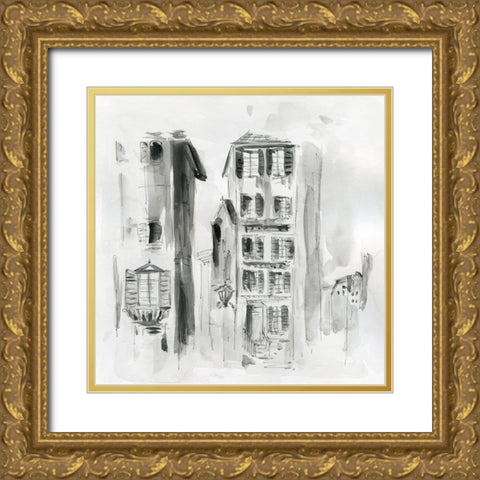 City Sketch II Gold Ornate Wood Framed Art Print with Double Matting by Robinson, Carol