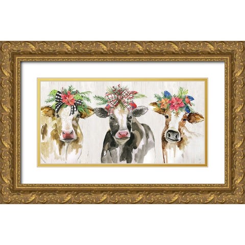 Holiday Gals Gold Ornate Wood Framed Art Print with Double Matting by Nan