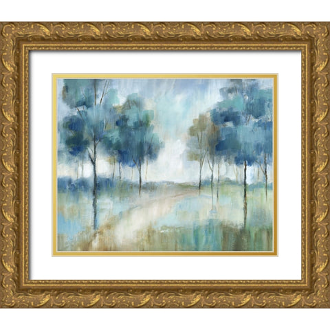 A Walk In The Park Gold Ornate Wood Framed Art Print with Double Matting by Nan