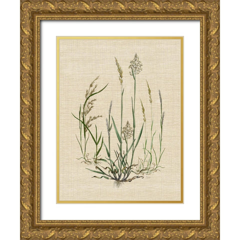 Linen Grasses I Gold Ornate Wood Framed Art Print with Double Matting by Nan