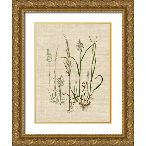 Linen Grassses II Gold Ornate Wood Framed Art Print with Double Matting by Nan