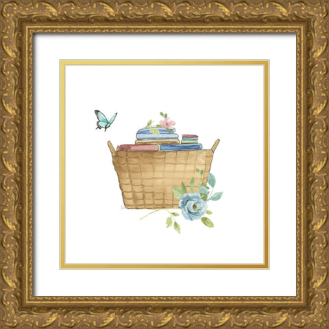 Laundry Basket Gold Ornate Wood Framed Art Print with Double Matting by Nan