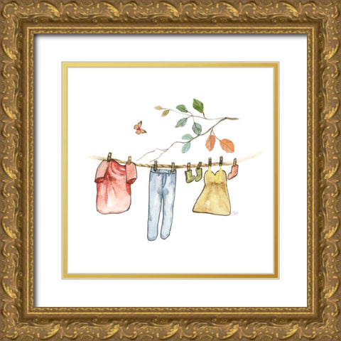 Laundry Line Gold Ornate Wood Framed Art Print with Double Matting by Nan