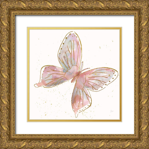 Blush Butterfly II Gold Ornate Wood Framed Art Print with Double Matting by Nan