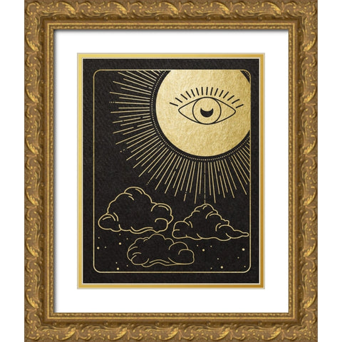 Celestial Eye Gold Ornate Wood Framed Art Print with Double Matting by Santiago, Daniela
