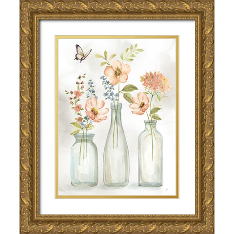 Summer Trio I Gold Ornate Wood Framed Art Print with Double Matting by Nan