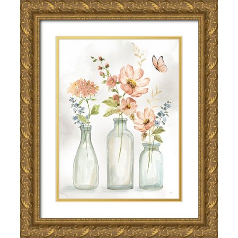 Summer Trio II Gold Ornate Wood Framed Art Print with Double Matting by Nan