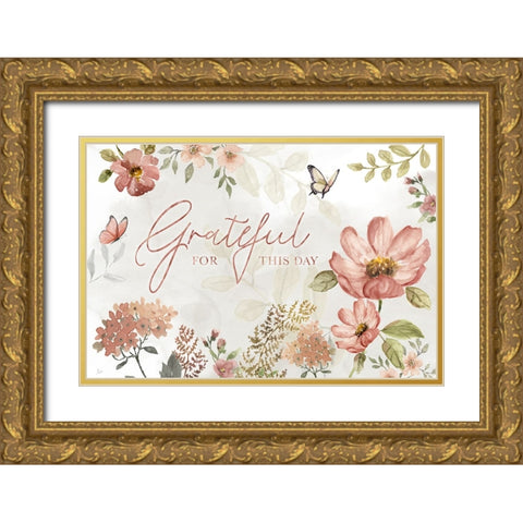 Summers Grateful Gold Ornate Wood Framed Art Print with Double Matting by Nan