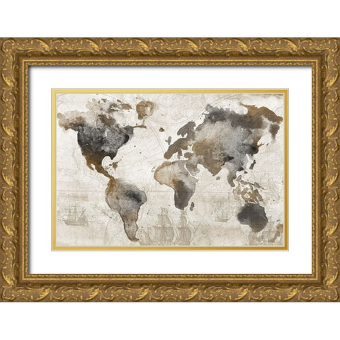 Antique Map Gold Ornate Wood Framed Art Print with Double Matting by Knutsen, Conrad