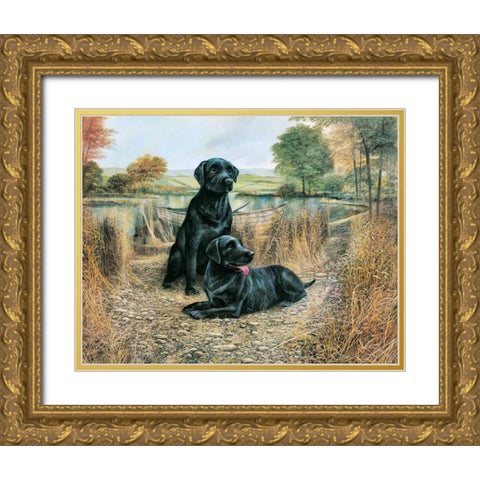 Swimming Lessons Gold Ornate Wood Framed Art Print with Double Matting by Manning, Ruane