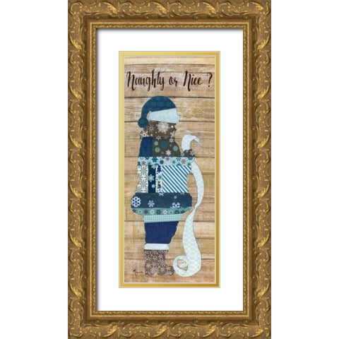 Naughty or Nice Gold Ornate Wood Framed Art Print with Double Matting by Tava, Janet