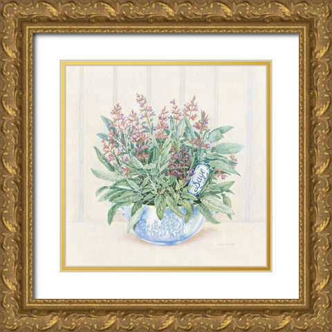 Sage Gold Ornate Wood Framed Art Print with Double Matting by Searle, Anne