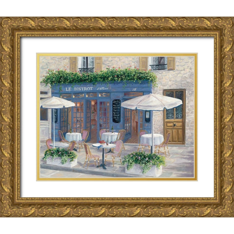 Le Bistrot Gold Ornate Wood Framed Art Print with Double Matting by Saxe, Carol