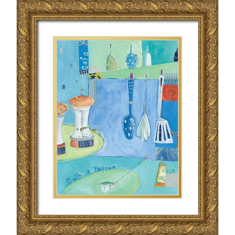 Kitchen Collage III Gold Ornate Wood Framed Art Print with Double Matting by Pope, Kate and Elizabeth