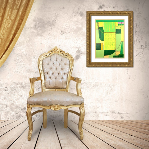 Land Plan - Spring Gold Ornate Wood Framed Art Print with Double Matting by Segrest, Jane