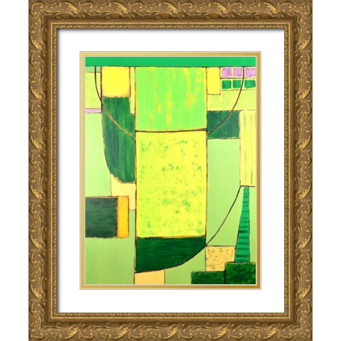 Land Plan - Spring Gold Ornate Wood Framed Art Print with Double Matting by Segrest, Jane