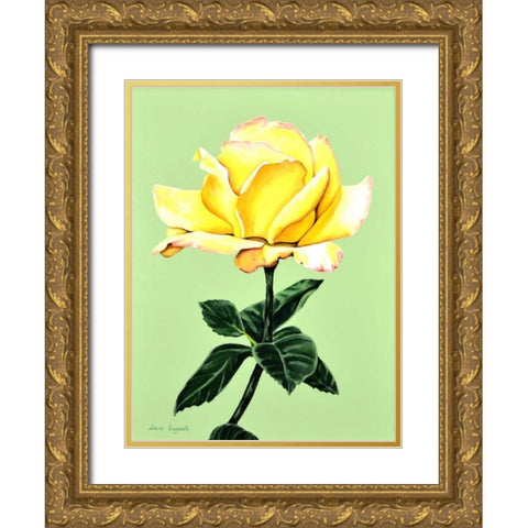 Yellow Rose Gold Ornate Wood Framed Art Print with Double Matting by Segrest, Jane
