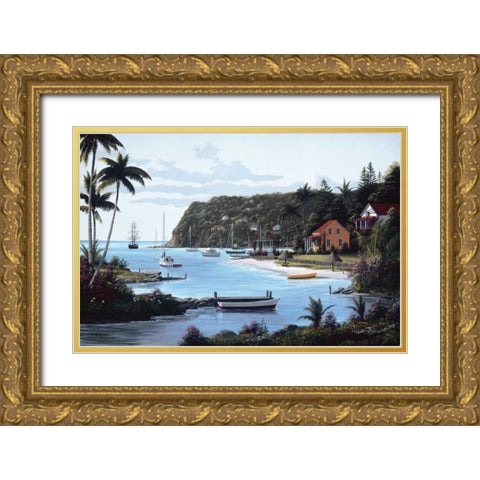 Island Paradise Gold Ornate Wood Framed Art Print with Double Matting by Saunders, Bill