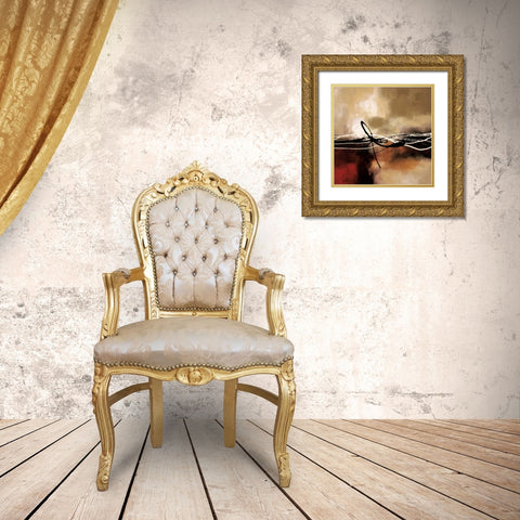 Symphony in Red and Khaki II Gold Ornate Wood Framed Art Print with Double Matting by Maitland, Laurie