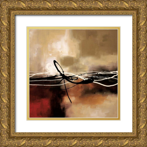 Symphony in Red and Khaki II Gold Ornate Wood Framed Art Print with Double Matting by Maitland, Laurie