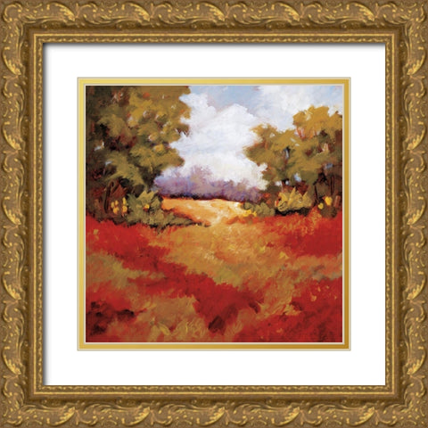 Scarlet Fields II Gold Ornate Wood Framed Art Print with Double Matting by Baynes, Maija