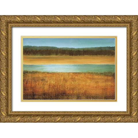 Riverside Gold Ornate Wood Framed Art Print with Double Matting by Gold, Caroline