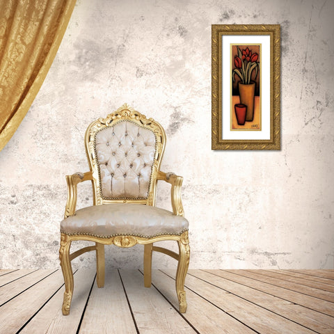 Tulipas Vermelhas Gold Ornate Wood Framed Art Print with Double Matting by Alves, Helena