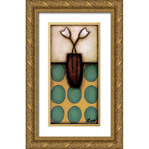 Circles Gold Ornate Wood Framed Art Print with Double Matting by Eve