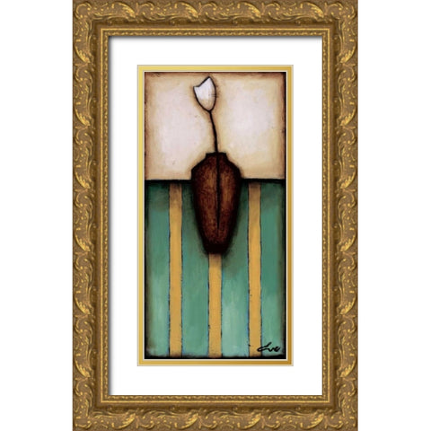 Stripes Gold Ornate Wood Framed Art Print with Double Matting by Eve