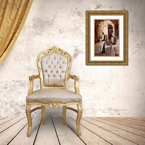 Two Waiters Place des Vosges Gold Ornate Wood Framed Art Print with Double Matting by Craig, Philip