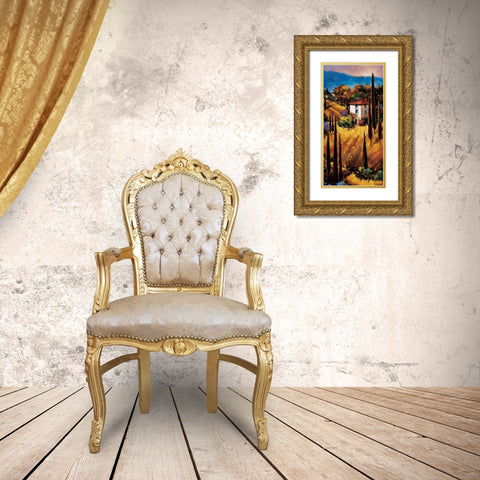 Hills Of Tuscany Gold Ornate Wood Framed Art Print with Double Matting by OToole, Nancy