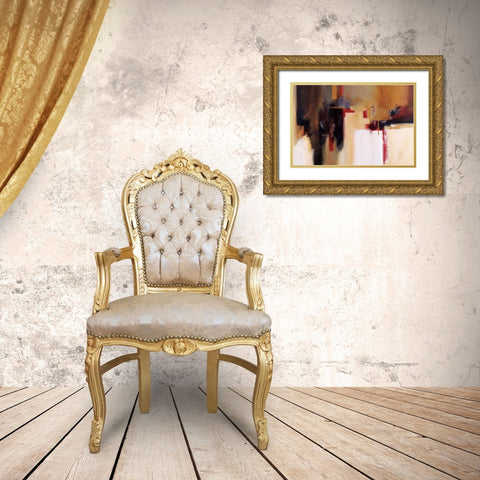Oriental Green Gold Ornate Wood Framed Art Print with Double Matting by Barnes, Natasha