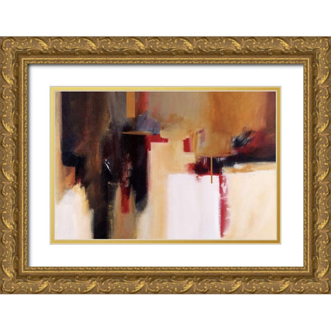 Oriental Green Gold Ornate Wood Framed Art Print with Double Matting by Barnes, Natasha