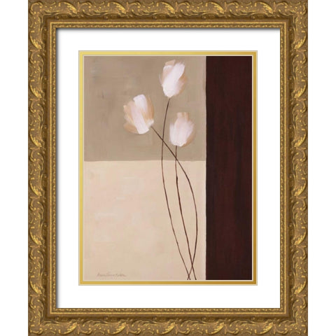 Floral Whispers I Gold Ornate Wood Framed Art Print with Double Matting by Parker, Karen Lorena