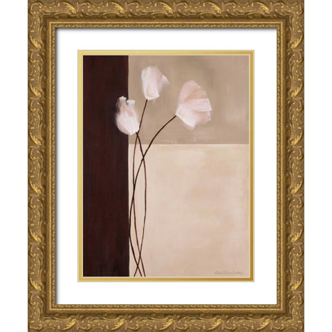 Floral Whispers II Gold Ornate Wood Framed Art Print with Double Matting by Parker, Karen Lorena