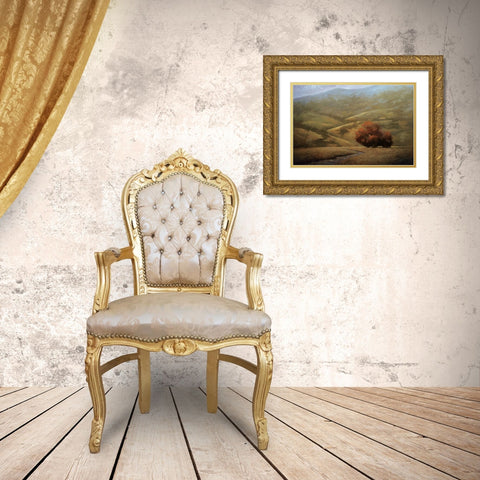 Dwindling Fall Gold Ornate Wood Framed Art Print with Double Matting by Winegar, Simon