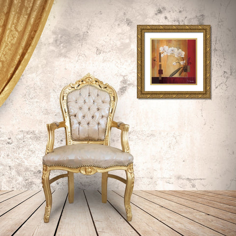 Orchid Lines II Gold Ornate Wood Framed Art Print with Double Matting by Li-Leger, Don