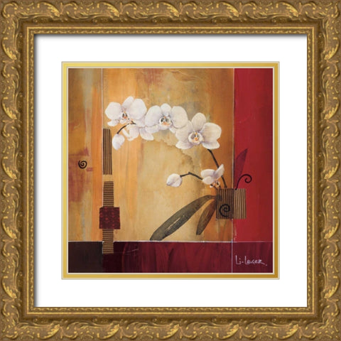 Orchid Lines II Gold Ornate Wood Framed Art Print with Double Matting by Li-Leger, Don
