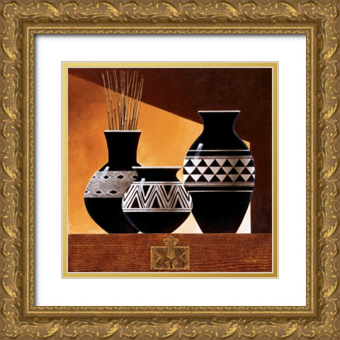Patterns in Ebony II Gold Ornate Wood Framed Art Print with Double Matting by Mallett, Keith