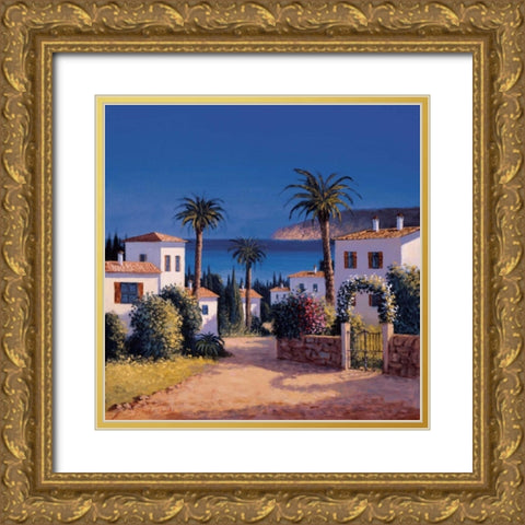 Mediterranean Morning Shadows II Gold Ornate Wood Framed Art Print with Double Matting by Short, David